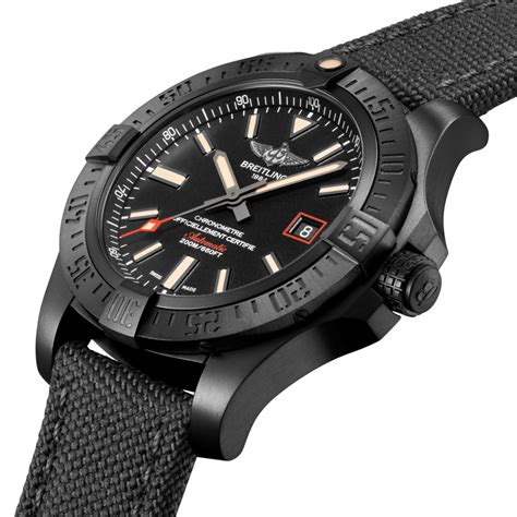 breitling avenger blackbird watch with black dial & military strap|Breitling Avenger blackbird 44mm.